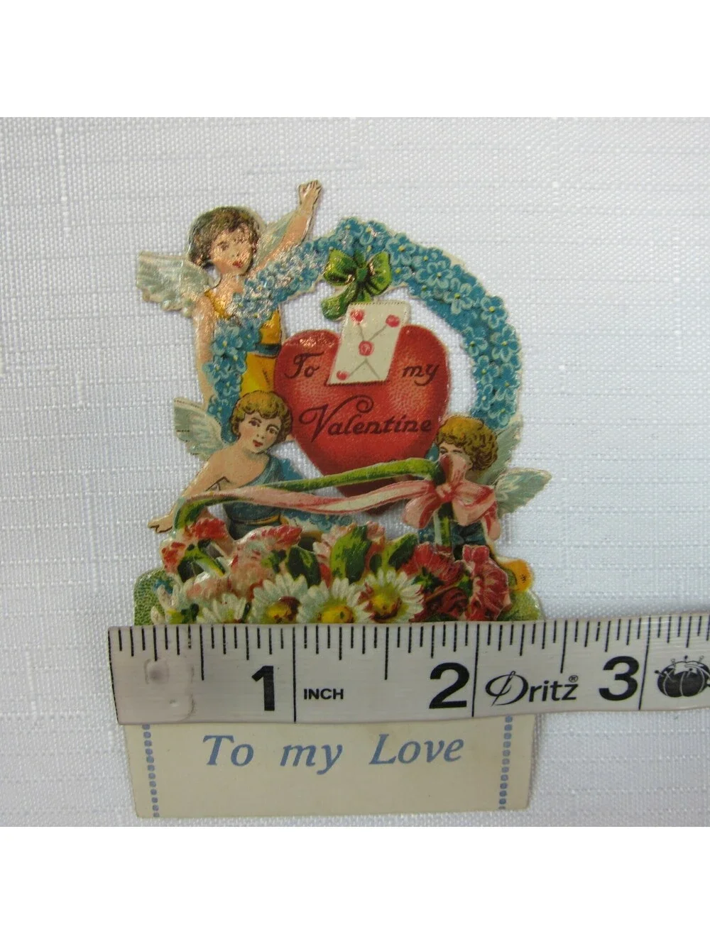 Vintage Valentine Pop Up 3D Die Cut 3 Angels Daisies Flowers Germany 1920s-30s